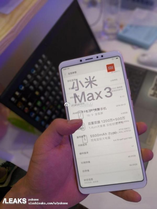 Xiaomi Mi Max 3 läckte