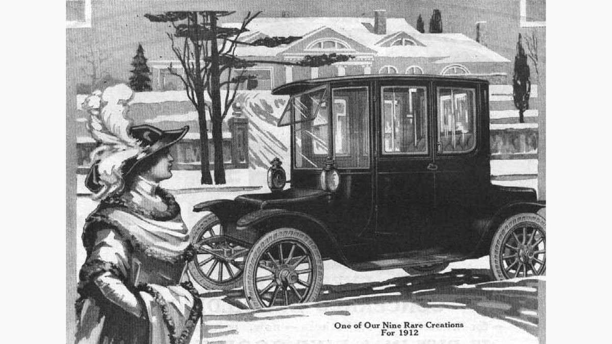 Một quảng cáo năm 1912 cho các phương tiện của Detroit Electric.