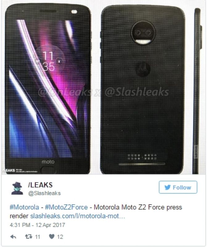 Hình ảnh rò rỉ về 'Moto Z2 Force' 