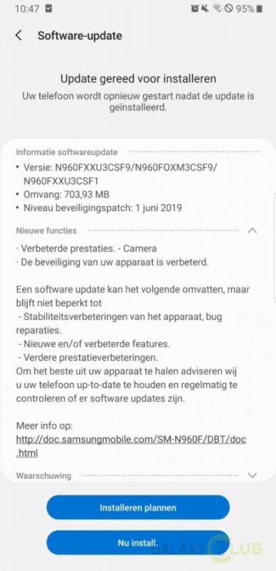 Samsung Galaxy Note 9  Chế độ ban đêm