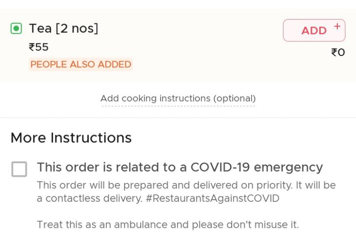 Zomato menambahkan mode pengiriman prioritas untuk keadaan darurat COVID-19