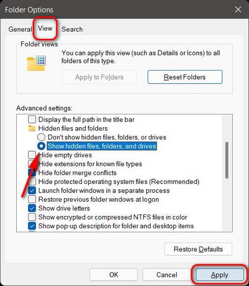 Visa dolda filer och mappar i Windows 11