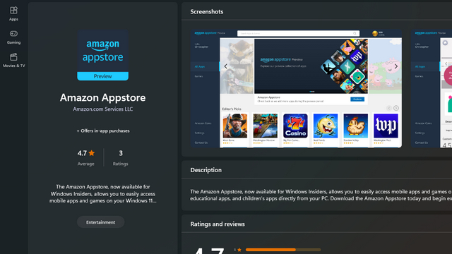 amazon appstore danh sách ms store