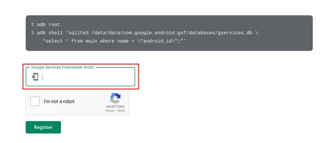 registrera ocertifierade enheter på webbplatsen för Google-certifierade enheter