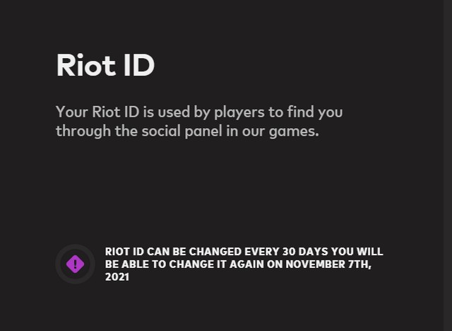 Meddelande om ändring av Riot ID - ändra giltigt visningsnamn och hänvisare