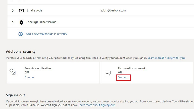 aktivera konto utan lösenord - Microsoft Account No Password