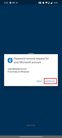 godkänn begäran om borttagning av msft-lösenord -Microsoft Account No Password