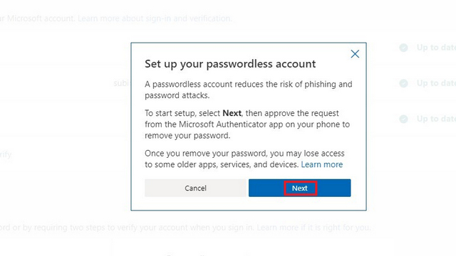 Lösenordslös kontoinställningsprompt - Microsoft Account No Password