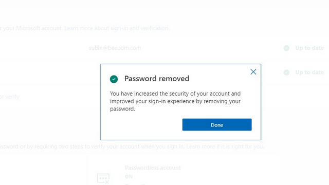 bekräfta radering av lösenord