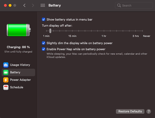 Pasang baterai baru di macOS Big Sur