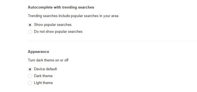 google tìm kiếm - cách bật chế độ tối - cài đặt