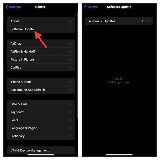 cập nhật sopftware để khắc phục sự cố độ sáng tự động không hoạt động trên iPhone