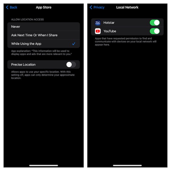 Hantera sekretessinställningar på appbasis på iPhone och iPad 