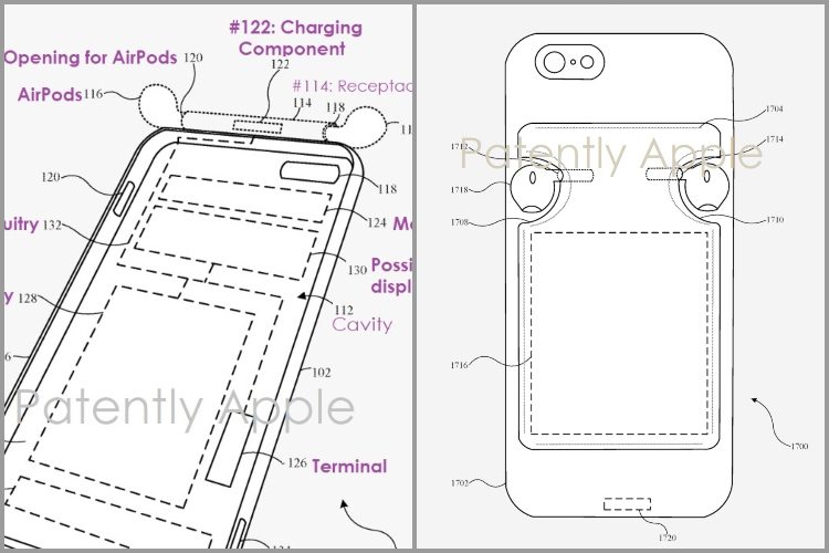 Apple Gợi ý bằng sáng chế về Vỏ iPhone có Khe cắm sạc cho AirPods