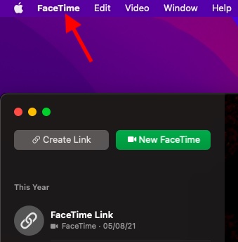 klik menu FaceTime