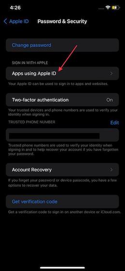 Aplikasi sedang digunakan Apple Opsi ID di Masuk dengan Apple