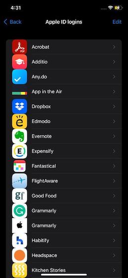 Danh sách các ứng dụng sử dụng đăng nhập bằng apple