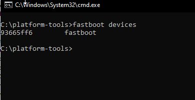 chạy lệnh fastboot thiết bị trong dấu nhắc cmd