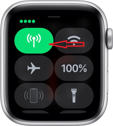 Nút di động đang bật Apple Watch