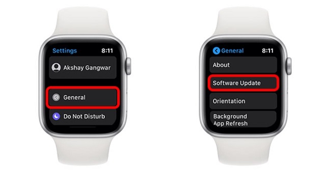 Uppdatera programvara på Apple Watch
