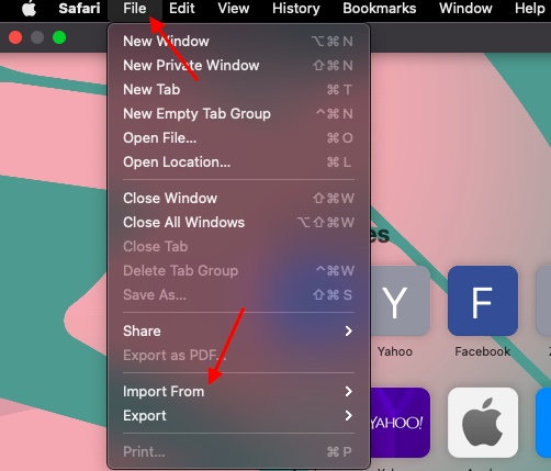 Tùy chọn Nhập Từ trong Safari dành cho Mac