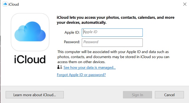 Apple  ID đăng ký trên ứng dụng iCloud