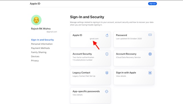 Nhấp chuột Apple Cài đặt ID trên iCloud.com - Thay đổi Apple Số điện thoại ID