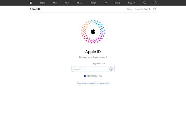Masuk ke Apple ID Web 