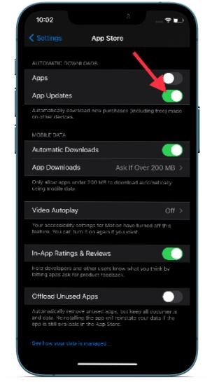 Cập nhật ứng dụng tự động trên iPhone