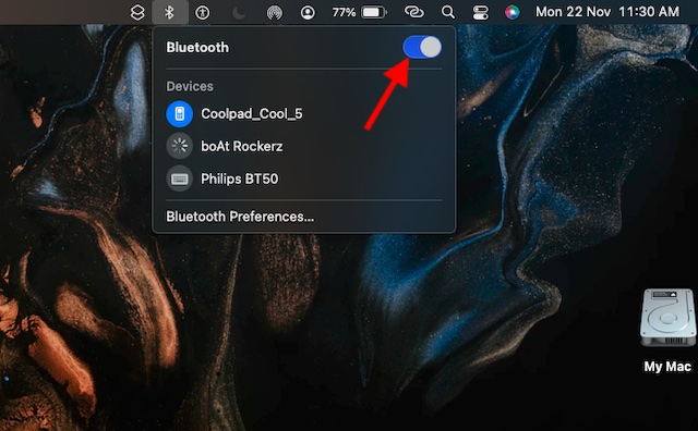 Matikan/hidupkan Bluetooth di Mac 