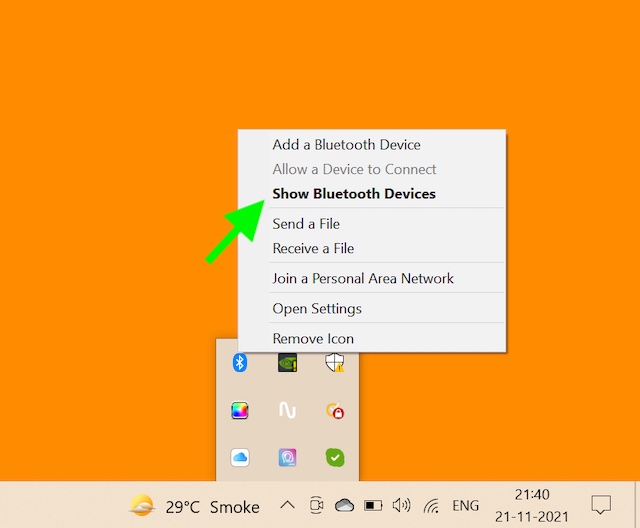 Kelola pengaturan Bluetooth aktif Windows 