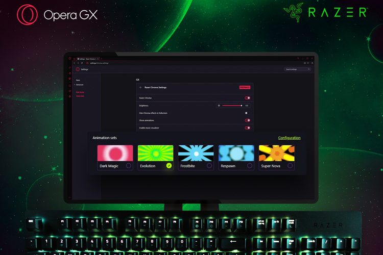 Opera GX Browser Få Dynamic Razer Chroma RGB-ljuseffekter