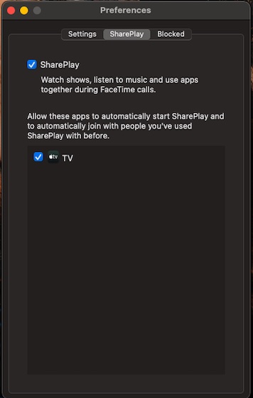 Aktifkan FaceTime SharePlay di Mac 