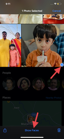 Nhấn vào Hiển thị khuôn mặt trong Album mọi người trên iOS 