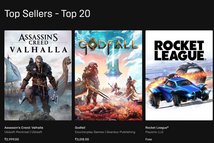 Epic Games Store visar nu spelpriser i indiska rupier