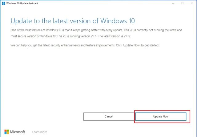 Cài đặt Windows 10 (21H2) Tháng 11 năm 2021 Xây dựng với Trợ lý cập nhật