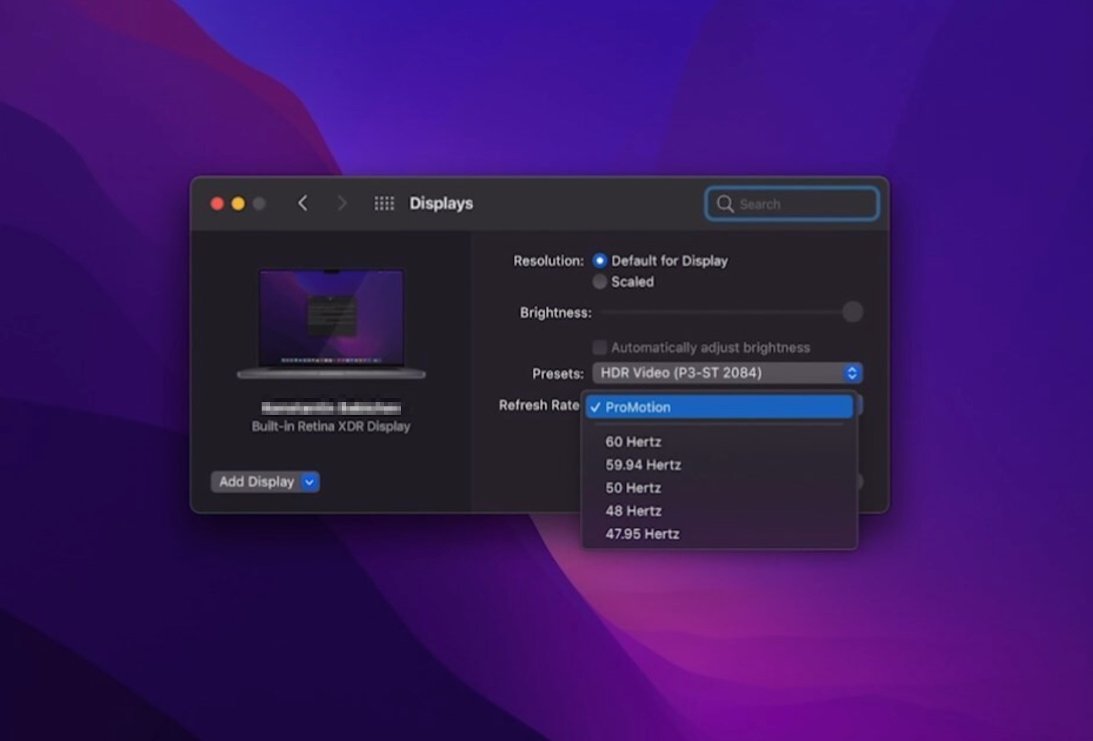 Hur man inaktiverar ProMotion på MacBook Pro och ändrar uppdateringsfrekvensen