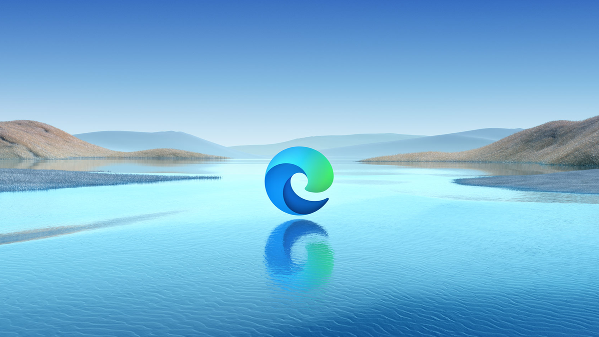 Logo Microsoft Edge trên mặt nước.