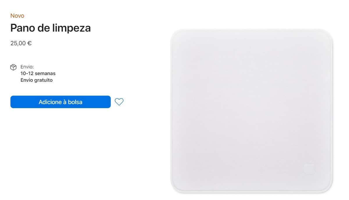 Pano de limpeza de 25 € da Apple já está no eBay a 75 €