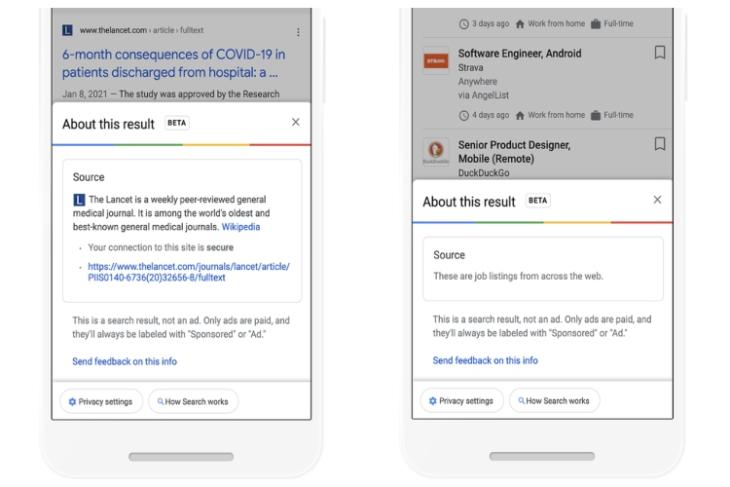 Google Sök lägger till nya infotaggar i sökresultaten