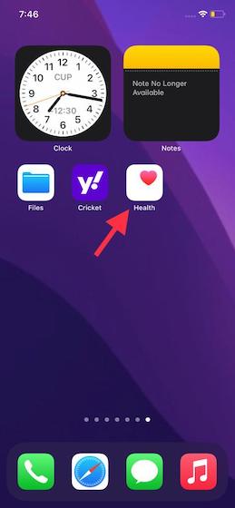 Starta Health-appen på iPhone