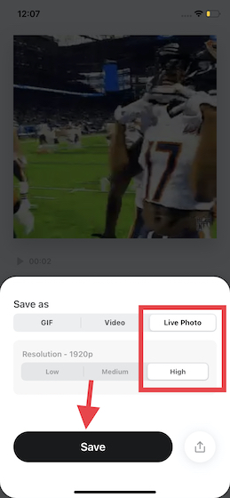 Konversi GIF ke foto langsung di iPhone