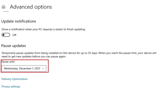 Vô hiệu hóa Windows 10 Cập nhật qua Cài đặt