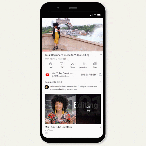 YouTube  Cải thiện trình phát video và thêm cử chỉ mới trên Android và iOS