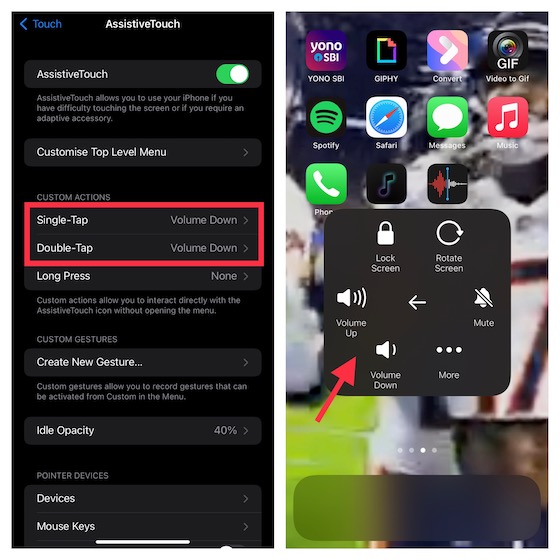 Gunakan AssistiveTouch untuk menyesuaikan volume pada iPhone Anda