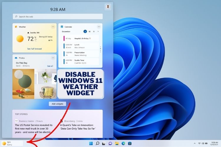 Cara mematikan Widget Cuaca di Windows 11 Bilah Tugas