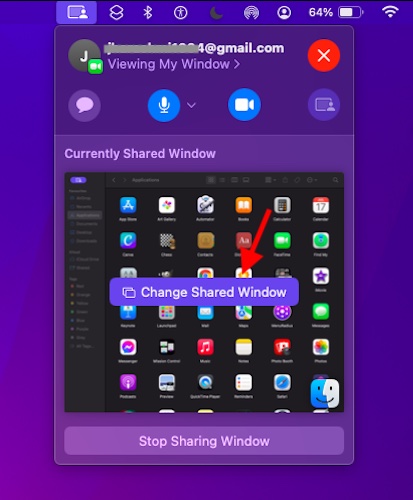 Thay đổi cửa sổ được chia sẻ trong FaceTime