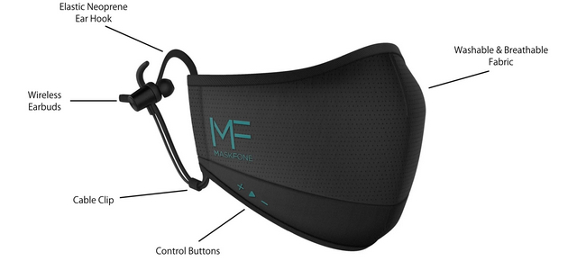 MaskFone là mặt nạ N95 với tai nghe không dây tích hợp