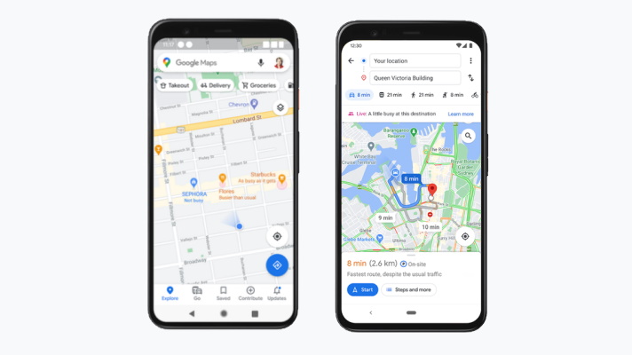 google maps live upptagen information