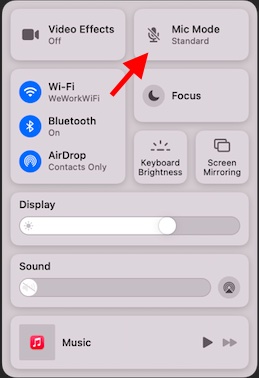 Klik Mode Mikrofon di FaceTime di Mac 